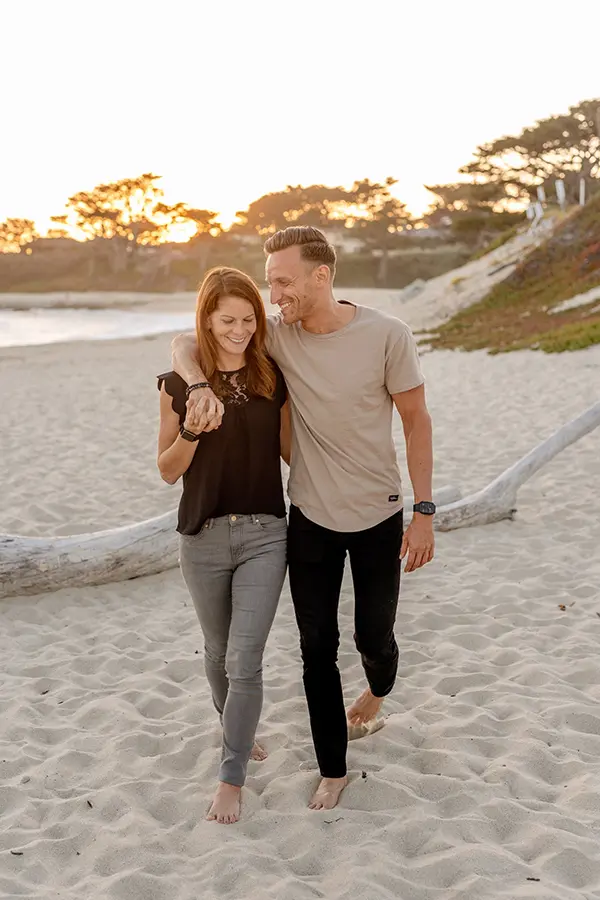 Couple walking on the beach